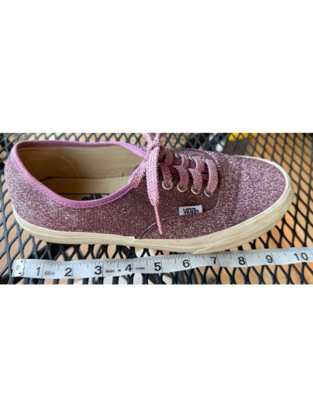 Vans Off The Wall Mauve Sparkle Glitter Low Top Skater Sneakers Women's Size 8
